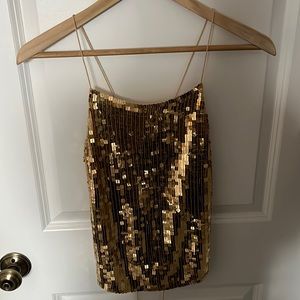 DKNY Silk and Sequins Backless Top